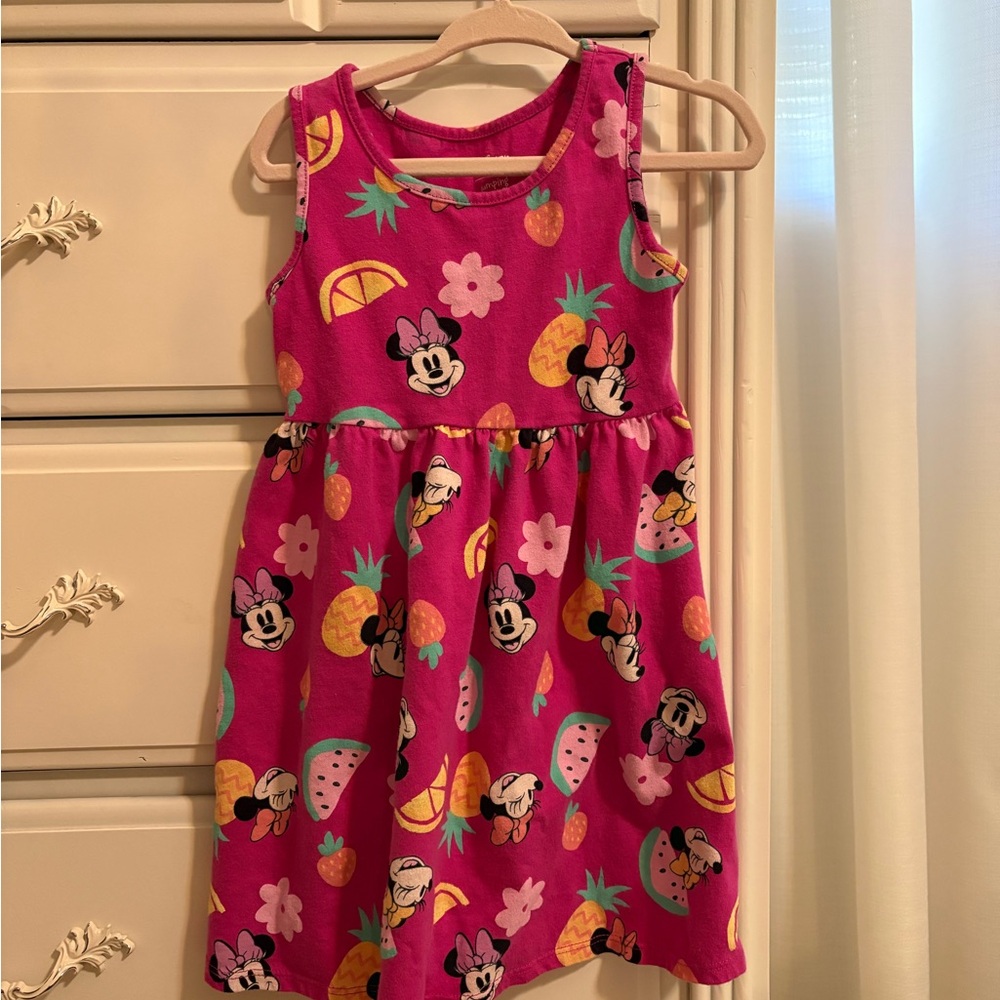 Girls' Pink Minnie Mouse Fruit Print Tank Dress Size 2T